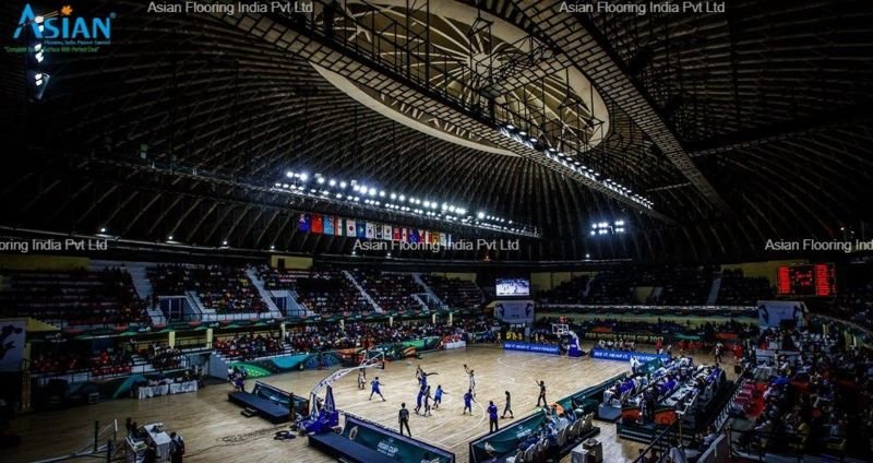 Indoor basketball court flooring